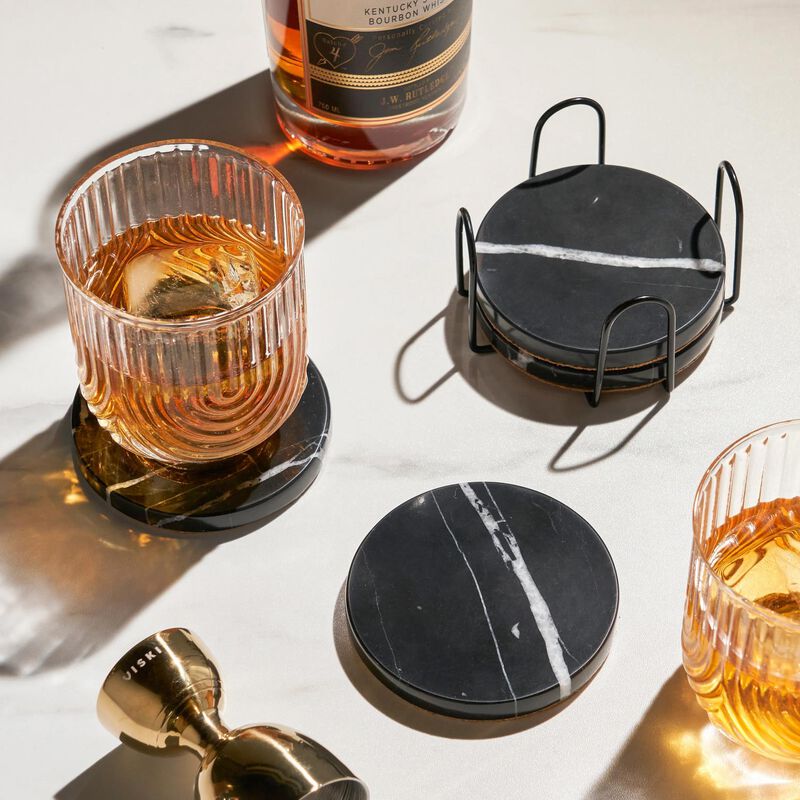 Black Marble Coaster Set by Viski® image number 1